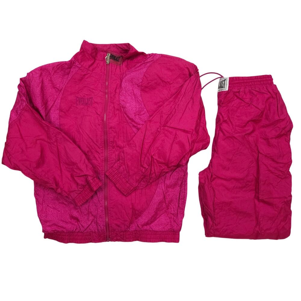 Vintage 90s Everlast Tracksuit size Small Pink 2 Piece Retro Windbreaker